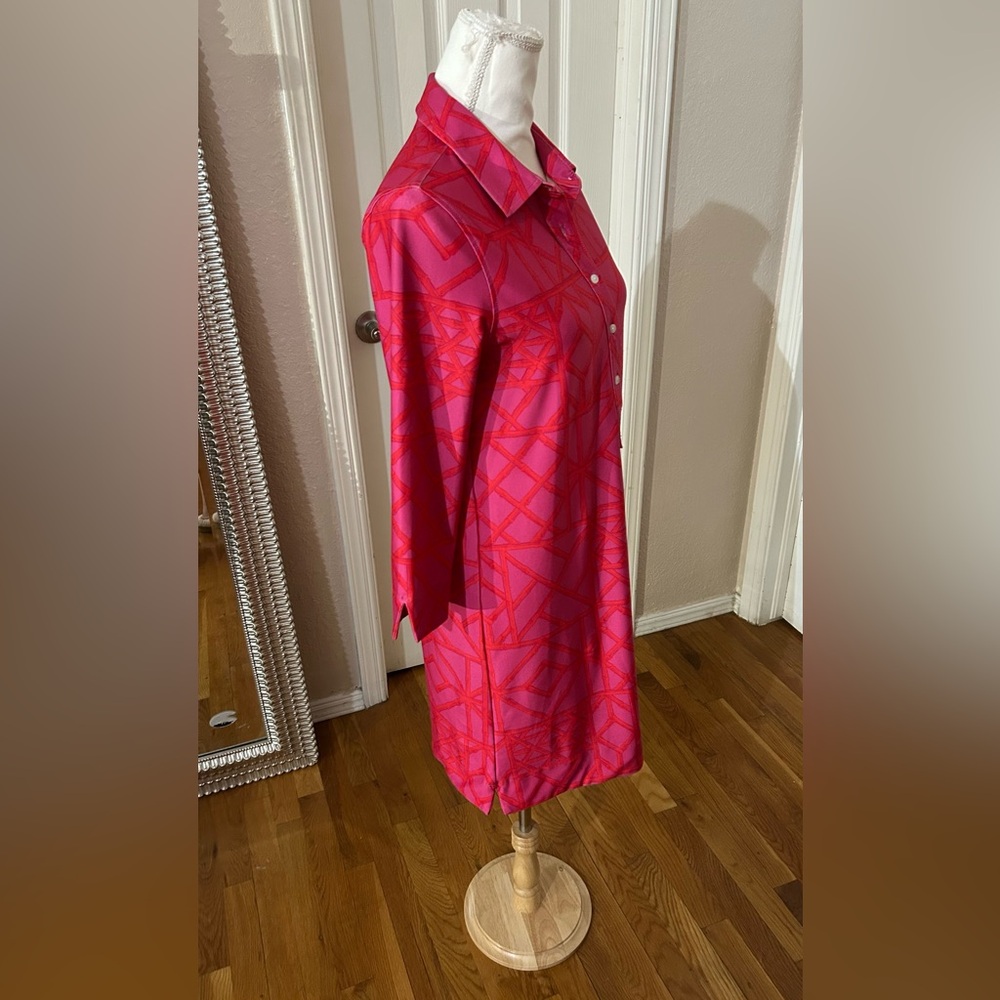 Vineyard Vines Sankaty Bamboo Lattice Margo Shirt Dress in pink Sz Small - Picture 5 of 8